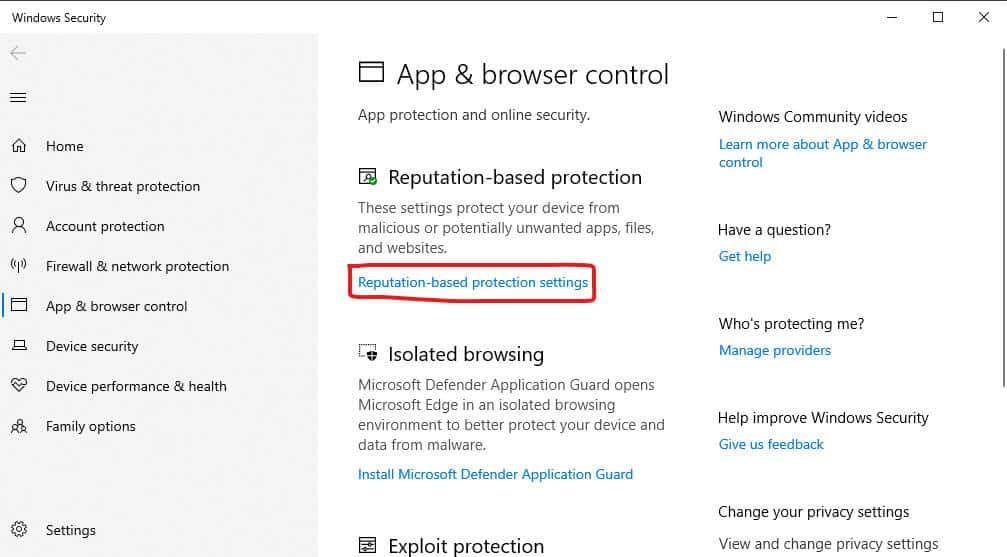 reputation-bases-protection-setting