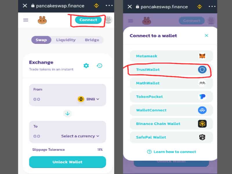 can coinbase wallet connect to pancakeswap