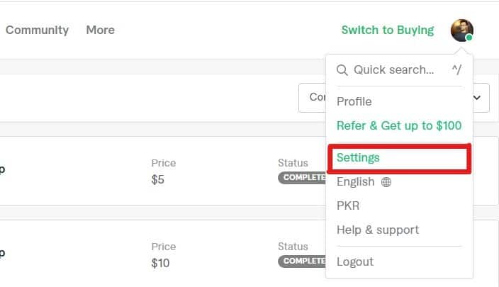 fiverr-settings
