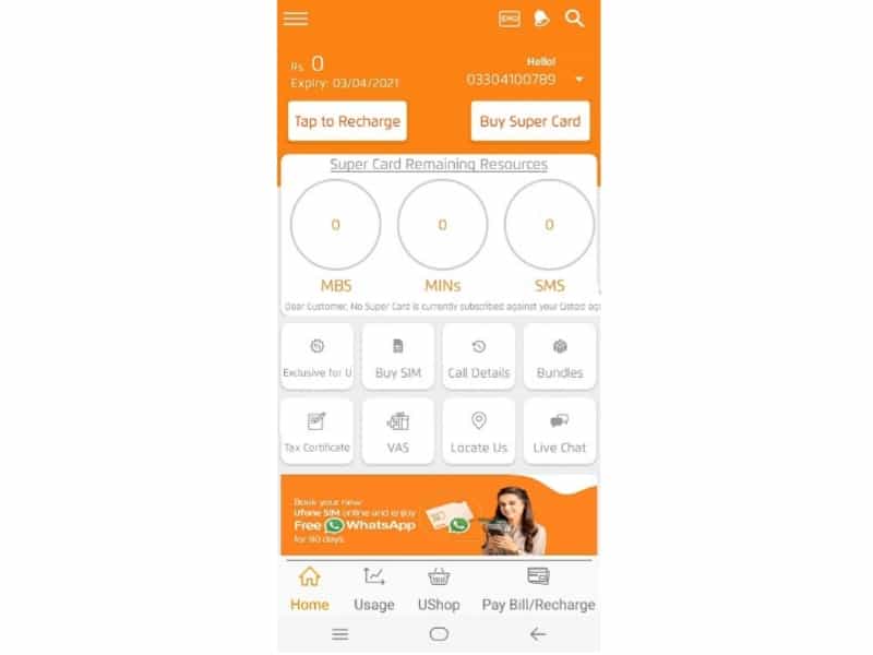 Ufone live chat