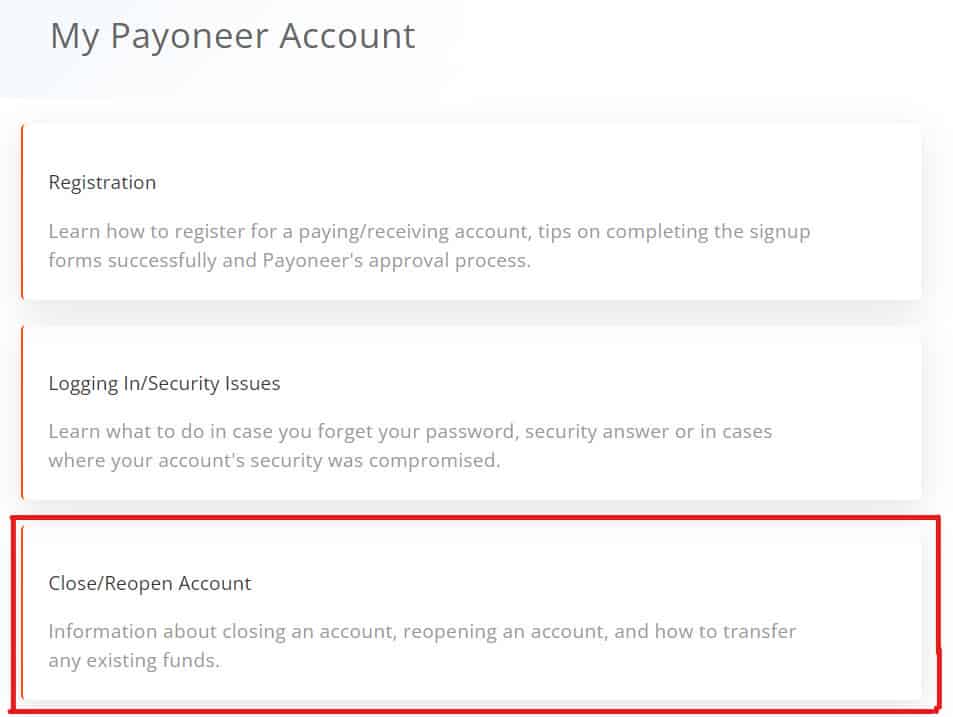close-payoneer-account